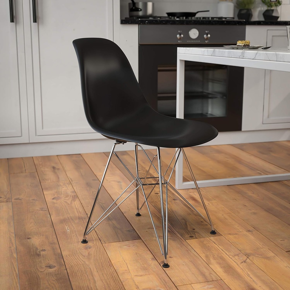 image:imageFlash Furniture Elon Series White Plastic Chair with Chrome BaseBlack