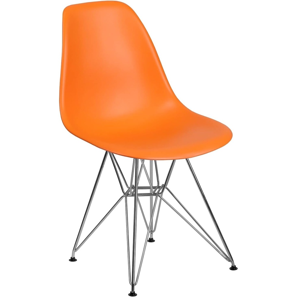 image:imageFlash Furniture Elon Series White Plastic Chair with Chrome BaseOrange