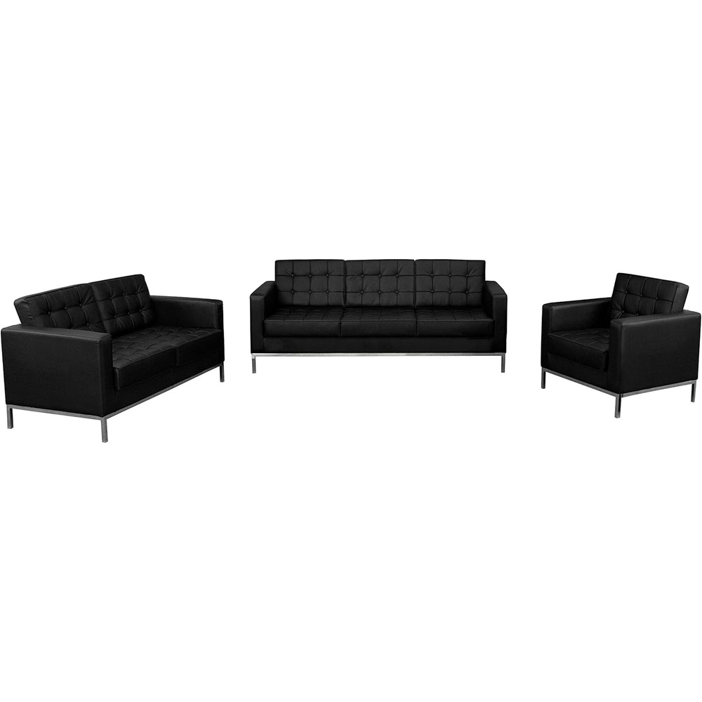 image:imageFlash Furniture HERCULES Lacey Series Reception Set in Black LeatherSoft