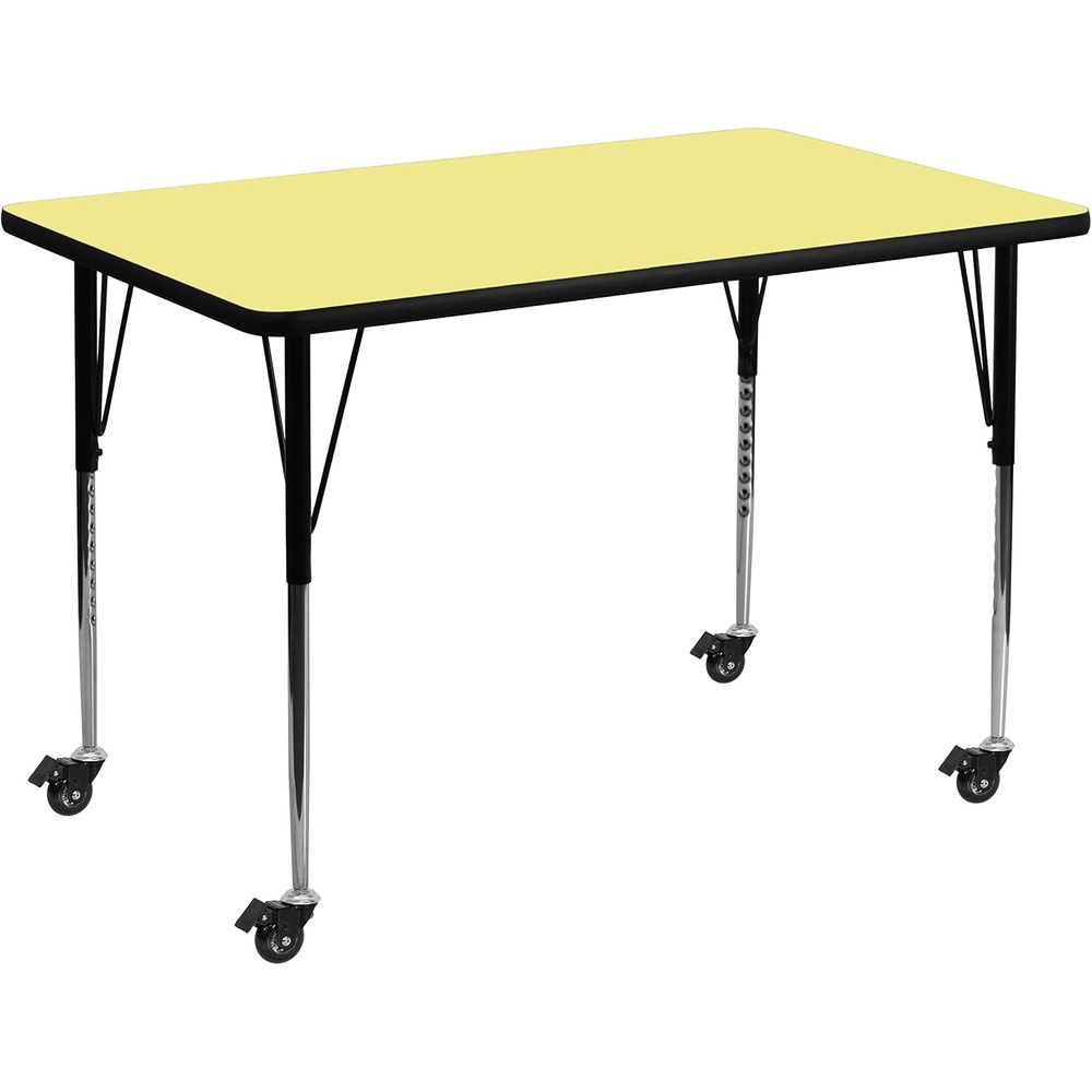 image:imageFlash Furniture Wren Mobile 36W x 72L Rectangular Grey Thermal Laminate Activity Table Standard Height Adjustable LegsYellow