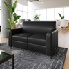 Flash Furniture Agent Reception Loveseat with Right Side Charging Station, Dual AC and USB Ports Plus USB-C Port, Lobby Sofa with Hardwood Frame, Chrome Legs, Black LeatherSoft(Black/Chrome Legs)