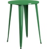 Flash Furniture Commercial Grade 30″ Round Silver Metal Indoor-Outdoor Bar Table Set with 2 Square Seat Backless Stools(Green)
