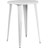 Flash Furniture Commercial Grade 30″ Round Silver Metal Indoor-Outdoor Bar Table Set with 2 Square Seat Backless Stools(White)