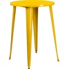 Flash Furniture Commercial Grade 30″ Round Silver Metal Indoor-Outdoor Bar Table Set with 2 Square Seat Backless Stools(Yellow)