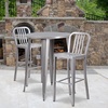 Flash Furniture Commercial Grade 30″ Round White Metal Indoor-Outdoor Bar Table Set with 2 Vertical Slat Back Stools(Silver)