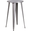 Flash Furniture Earl Commercial Grade 24″ Round Silver Metal Indoor-Outdoor Bar Table Set with 2 Vertical Slat Back Stools(Silver)