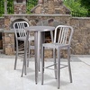 Flash Furniture Earl Commercial Grade 24″ Round Silver Metal Indoor-Outdoor Bar Table Set with 2 Vertical Slat Back Stools(Silver)