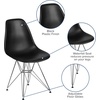 Flash Furniture Elon Series White Plastic Chair with Chrome Base(Black)