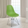 Flash Furniture Elon Series White Plastic Chair with Chrome Base(Green)