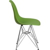 Flash Furniture Elon Series White Plastic Chair with Chrome Base(Green)