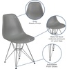 Flash Furniture Elon Series White Plastic Chair with Chrome Base(Moss Gray)