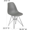 Flash Furniture Elon Series White Plastic Chair with Chrome Base(Moss Gray)