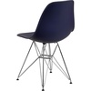 Flash Furniture Elon Series White Plastic Chair with Chrome Base(Navy)