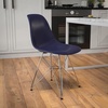 Flash Furniture Elon Series White Plastic Chair with Chrome Base(Navy)