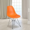 Flash Furniture Elon Series White Plastic Chair with Chrome Base(Orange)
