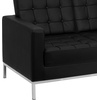 Flash Furniture HERCULES Lacey Series Contemporary Black LeatherSoft Loveseat with Stainless Steel Frame(Black)