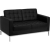 Flash Furniture HERCULES Lacey Series Contemporary Black LeatherSoft Loveseat with Stainless Steel Frame(Black)