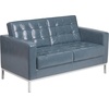 Flash Furniture HERCULES Lacey Series Contemporary Black LeatherSoft Loveseat with Stainless Steel Frame(Grey)