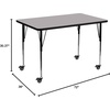 Flash Furniture Wren Mobile 36”W x 72”L Rectangular Grey Thermal Laminate Activity Table – Standard Height Adjustable Legs(Grey)