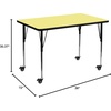 Flash Furniture Wren Mobile 36”W x 72”L Rectangular Grey Thermal Laminate Activity Table – Standard Height Adjustable Legs(Yellow)
