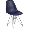Flash Furniture Elon Series White Plastic Chair with Chrome Base(Navy)