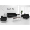 Flash Furniture HERCULES Lacey Series Contemporary Black LeatherSoft Loveseat with Stainless Steel Frame(Black)