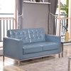 Flash Furniture HERCULES Lacey Series Contemporary Black LeatherSoft Loveseat with Stainless Steel Frame(Grey)