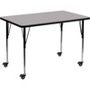 Flash Furniture Wren Mobile 36”W x 72”L Rectangular Grey Thermal Laminate Activity Table – Standard Height Adjustable Legs(Grey)