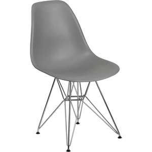 Flash Furniture Elon Series White Plastic Chair with Chrome Base(Moss Gray)