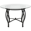 Flash Furniture Syracuse Round Glass Dining Table With Metal Frame 45” Black