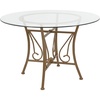 Flash Furniture Princeton Round Glass Dining Table With Metal Frame 45” Matte Gold