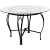 Flash Furniture Syracuse Round Glass Dining Table With Metal Frame 45” Black