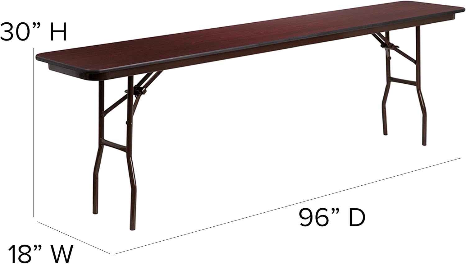 image:imageFlash Furniture Frankie 8 Mahogany Melamine Laminate Folding Training and Event Table Wooden Rectangular Folding Training Table Brown