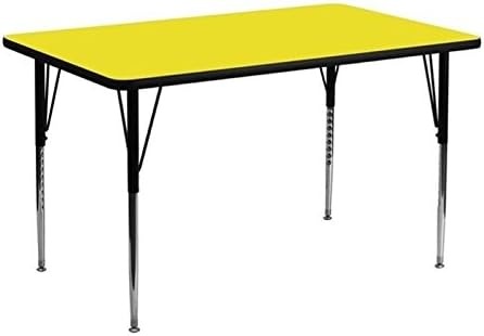 image:imageFlash Furniture Wren 30W x 72L Rectangular Grey HP Laminate Activity Table Height Adjustable Short LegsYellow