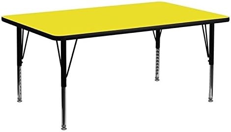 image:imageFlash Furniture Wren 30W x 72L Rectangular Grey HP Laminate Activity Table Height Adjustable Short LegsYellow