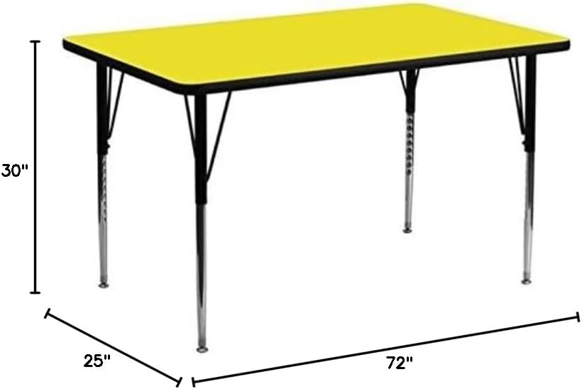 image:imageFlash Furniture Wren 30W x 72L Rectangular Grey HP Laminate Activity Table Height Adjustable Short LegsYellow