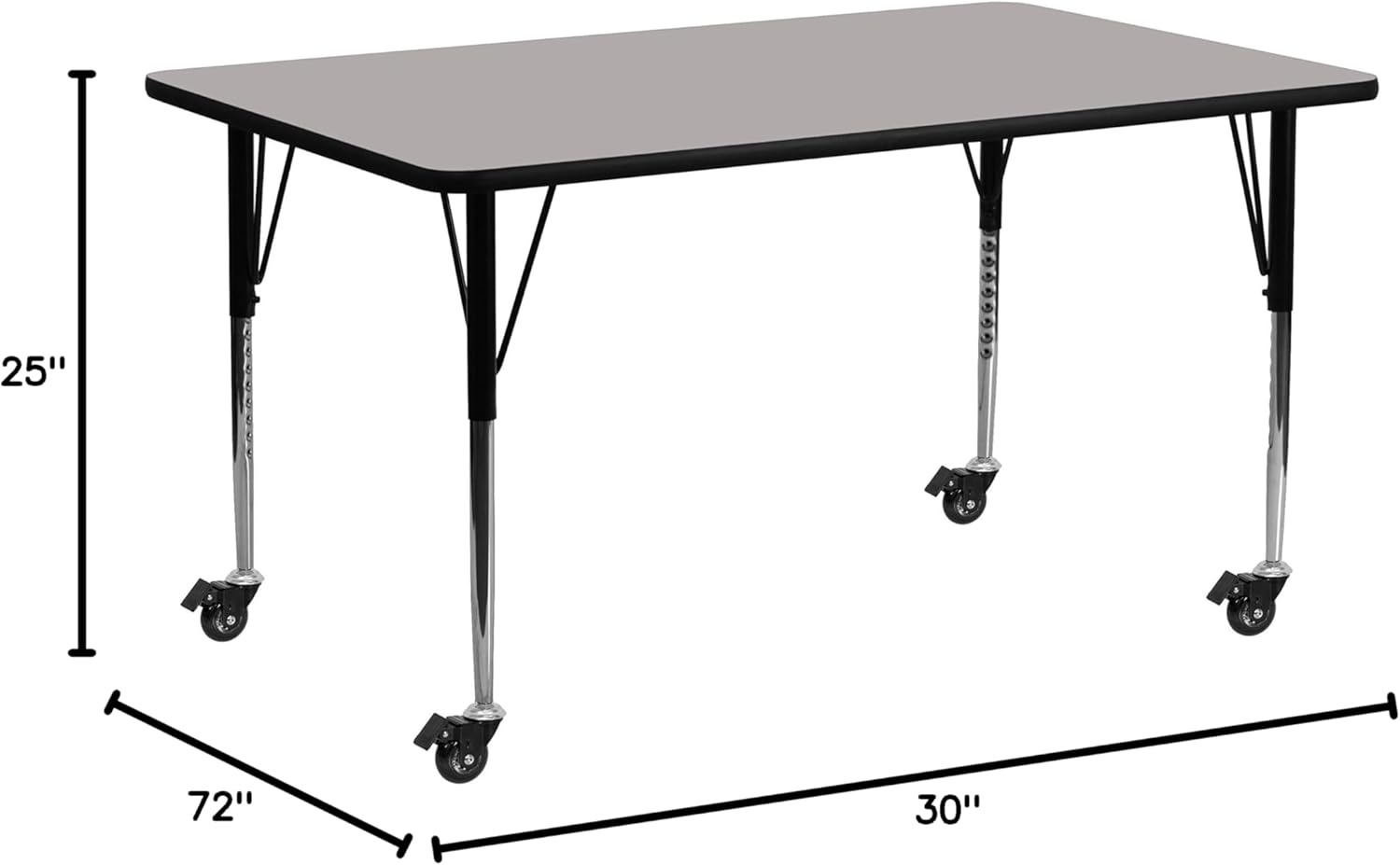 image:imageFlash Furniture Wren Mobile 30W x 72L Rectangular Oak HP Laminate Activity Table Standard Height Adjustable LegsGrey