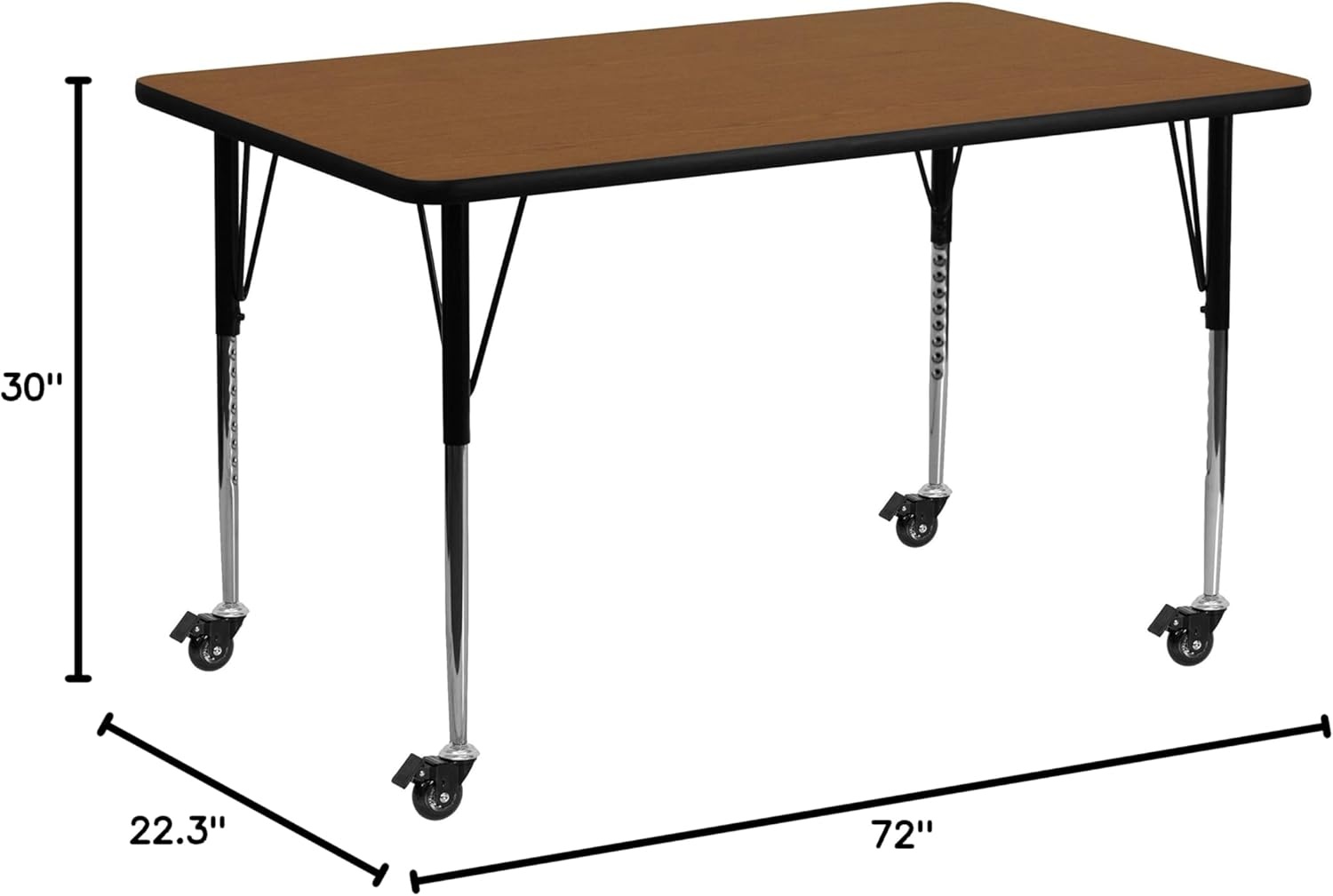 image:imageFlash Furniture Wren Mobile 30W x 72L Rectangular Oak HP Laminate Activity Table Standard Height Adjustable LegsOak