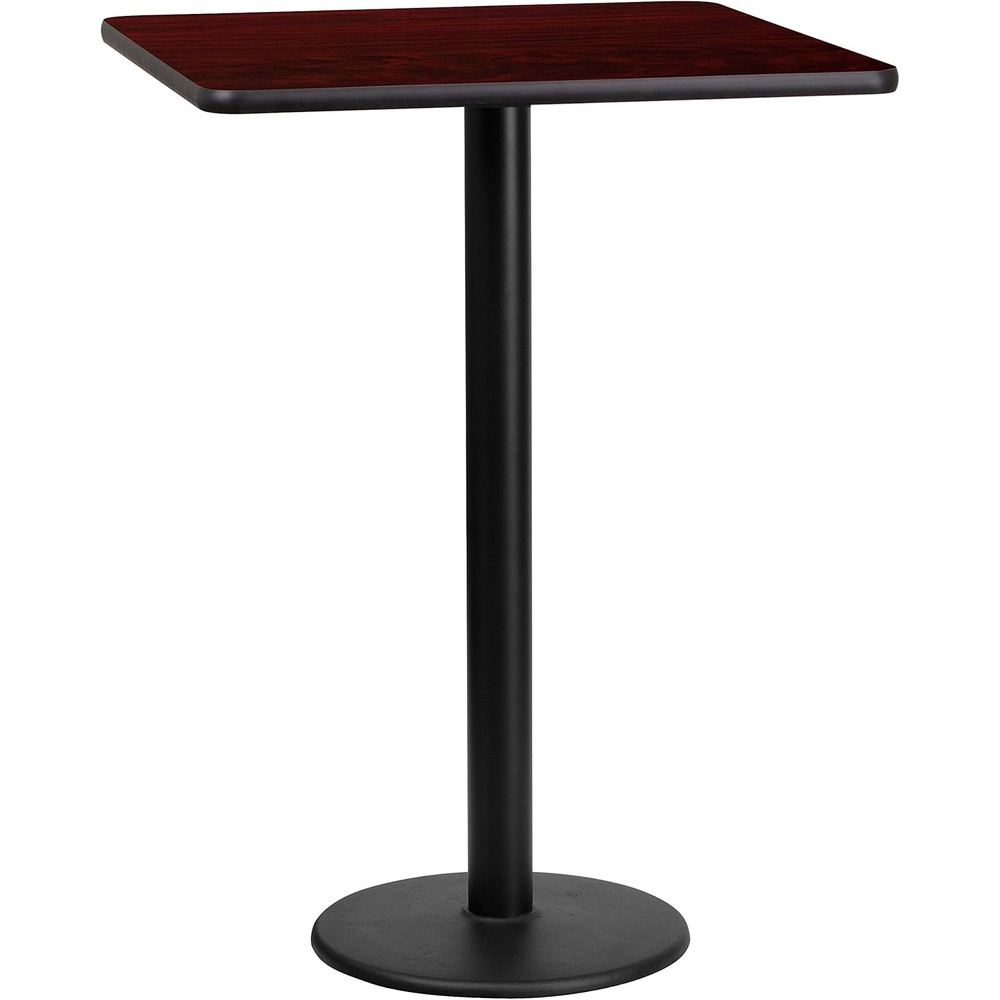 image:imageFlash Furniture 24 Square Walnut Laminate Table Top with 18 Round Bar Height Table BaseMahogany