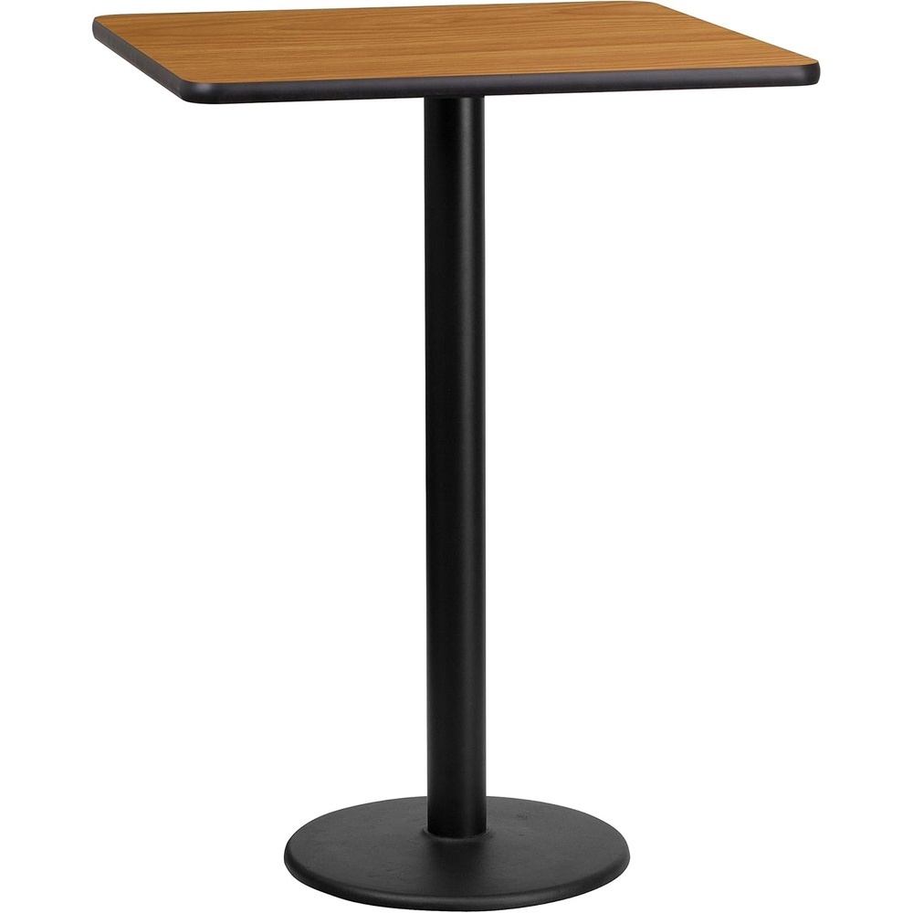 image:imageFlash Furniture 24 Square Walnut Laminate Table Top with 18 Round Bar Height Table BaseNatural