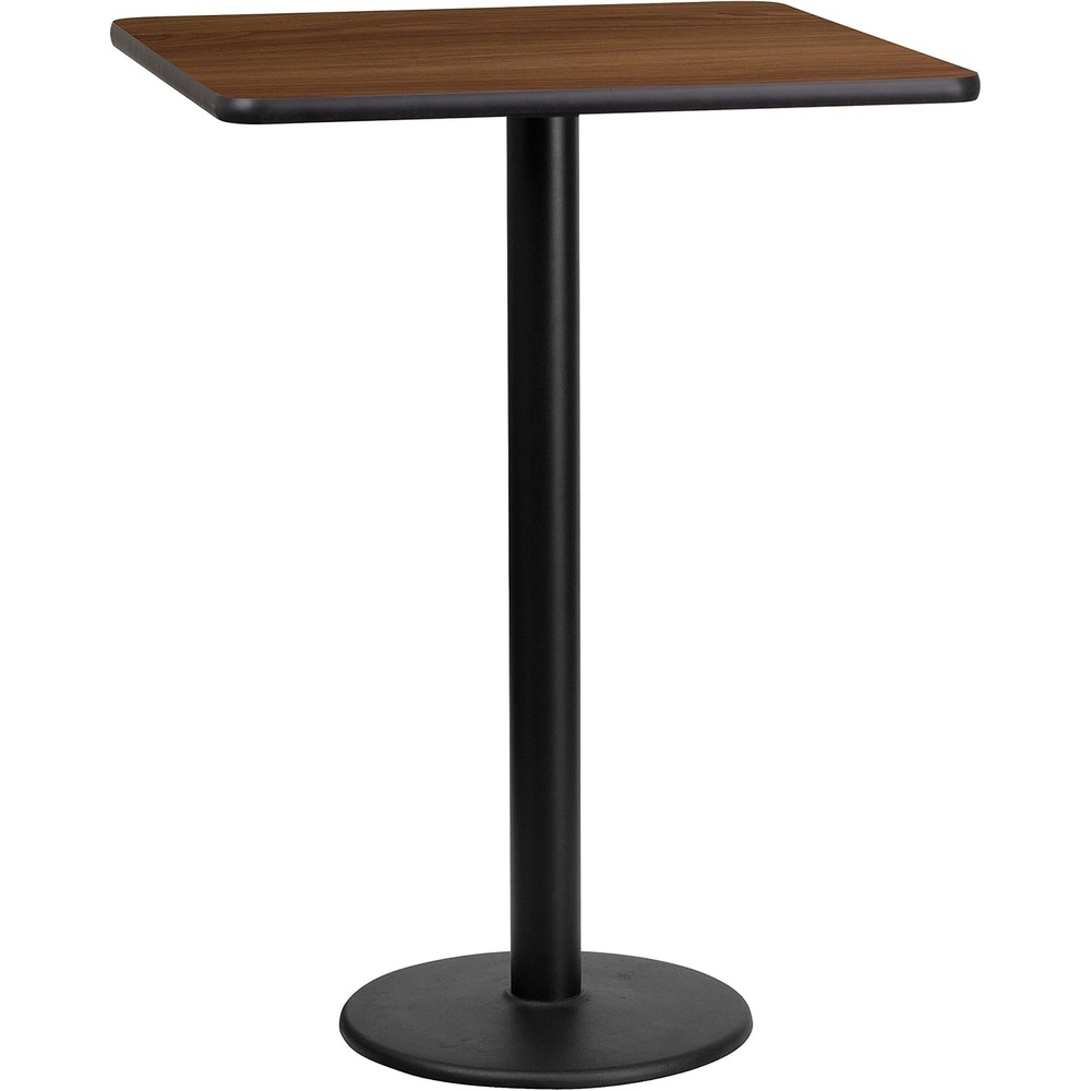 image:imageFlash Furniture 24 Square Walnut Laminate Table Top with 18 Round Bar Height Table BaseWalnut