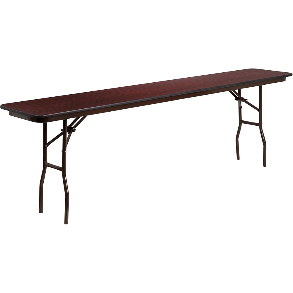 image:imageFlash Furniture Frankie 8 Mahogany Melamine Laminate Folding Training and Event Table Wooden Rectangular Folding Training Table Brown