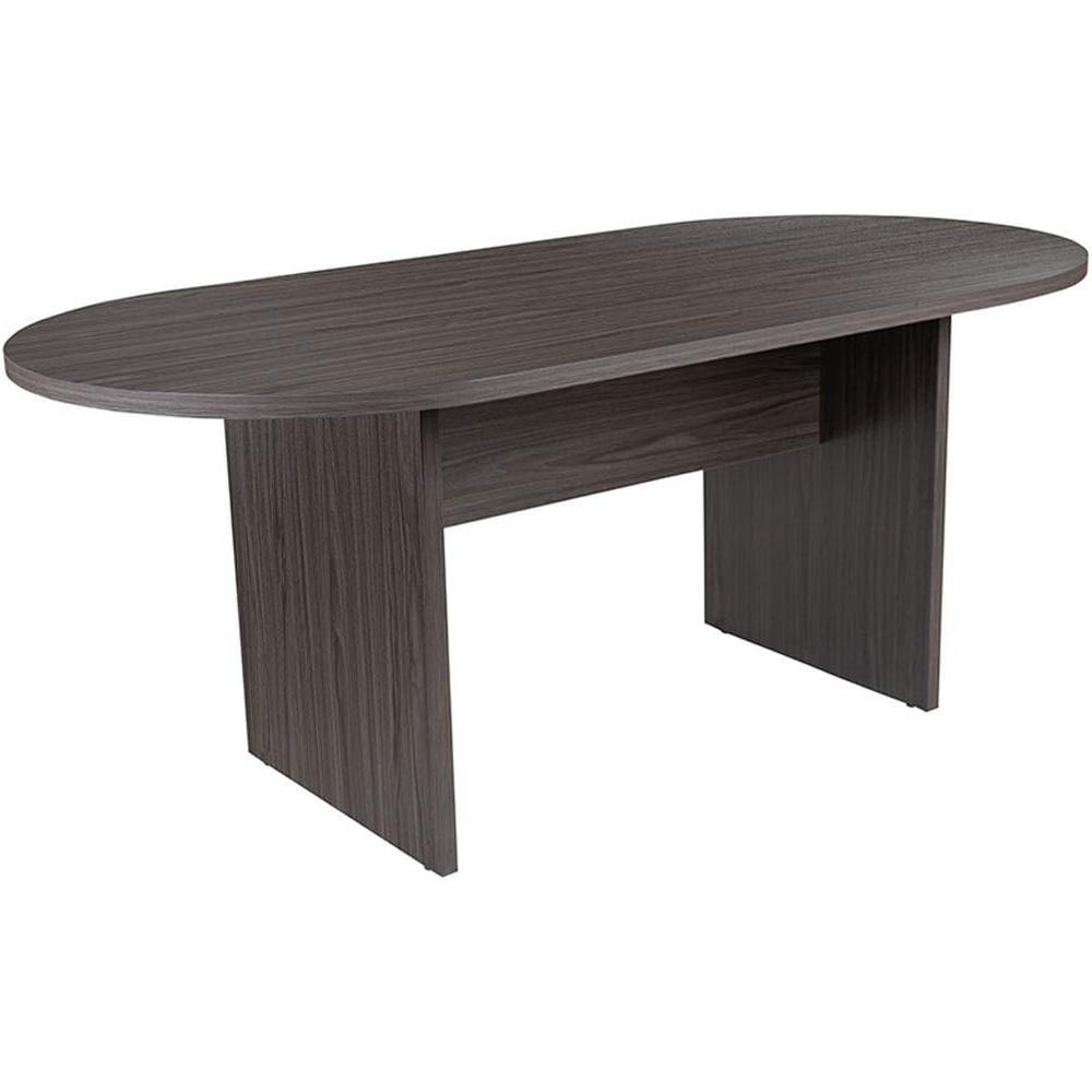 image:imageFlash Furniture Jones 6 Foot 72 inch Oval Conference Table in CherryRustic Gray