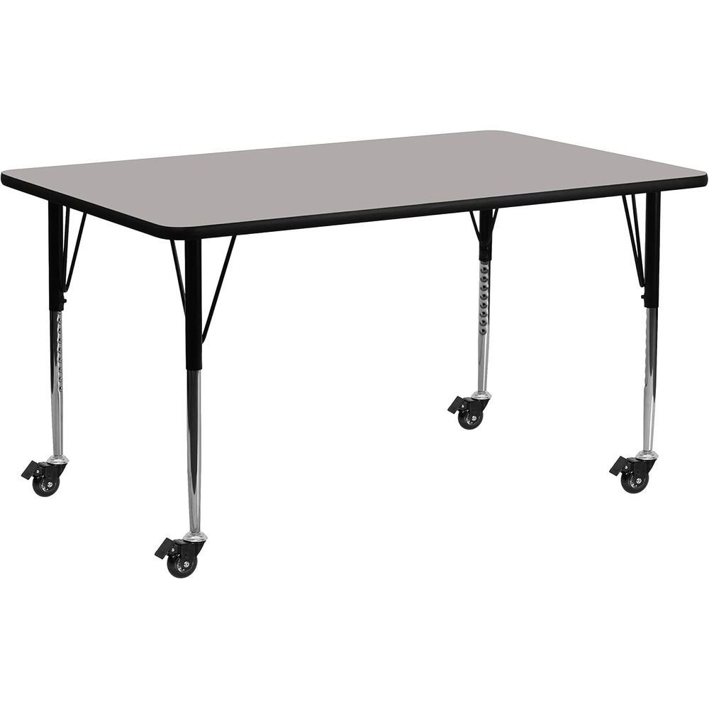 image:imageFlash Furniture Wren Mobile 30W x 72L Rectangular Oak HP Laminate Activity Table Standard Height Adjustable LegsGrey