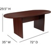 Flash Furniture Jones 6 Foot (72 inch) Oval Conference Table in Cherry(Mahogany)