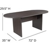 Flash Furniture Jones 6 Foot (72 inch) Oval Conference Table in Cherry(Rustic Gray)