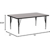 Flash Furniture Wren 30″W x 72″L Rectangular Grey HP Laminate Activity Table – Height Adjustable Short Legs(Grey)