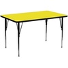 Flash Furniture Wren 30″W x 72″L Rectangular Grey HP Laminate Activity Table – Height Adjustable Short Legs(Yellow)