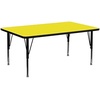 Flash Furniture Wren 30″W x 72″L Rectangular Grey HP Laminate Activity Table – Height Adjustable Short Legs(Yellow)