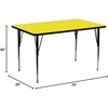 Flash Furniture Wren 30″W x 72″L Rectangular Grey HP Laminate Activity Table – Height Adjustable Short Legs(Yellow)
